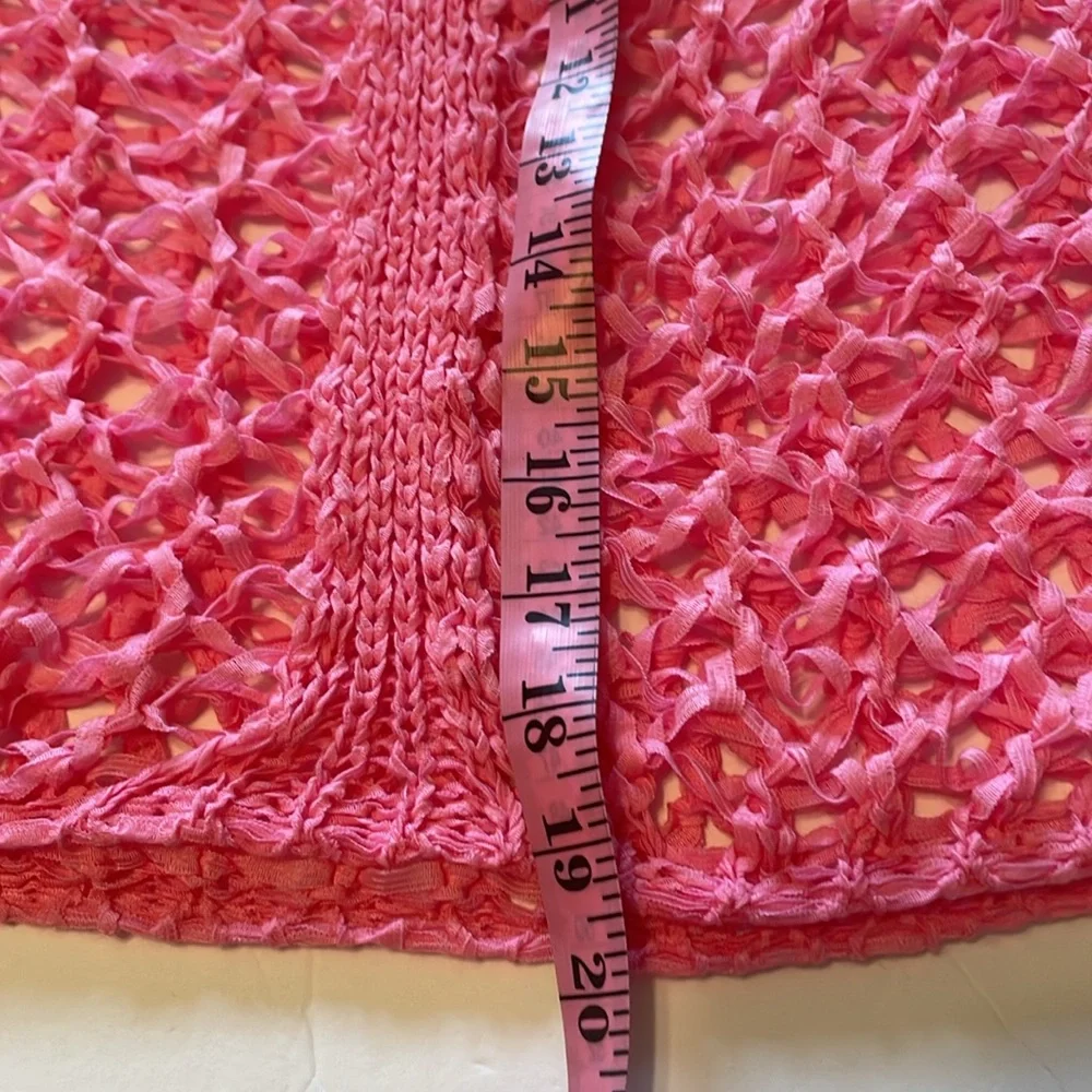 ITOO Brand Pink Asymmetrical Open Stitch 3/4 Sleeve Top - Picture 9 of 9